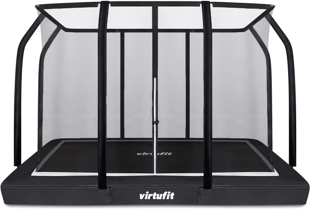 virtufit premium inground trampoline met veiligheidsnet zwart 183 x 274 cm
