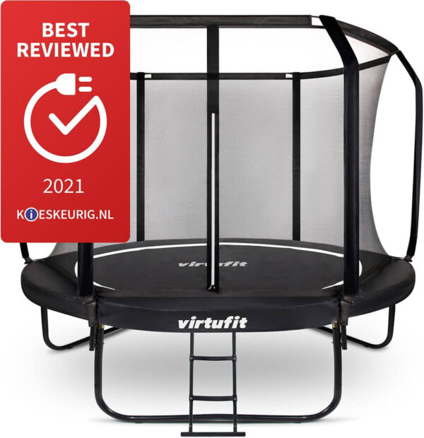virtufit premium trampoline met veiligheidsnet zwart 251 cm